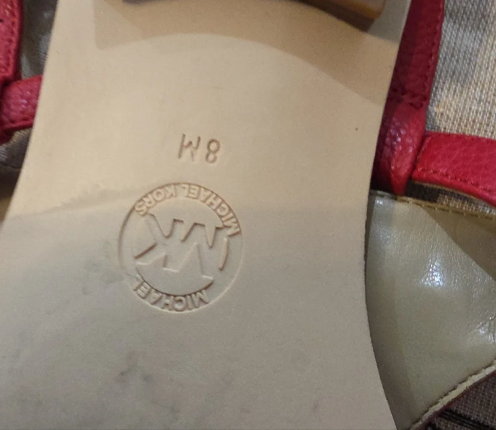 Michael Kors Vibrant Red Sandals with Gold Accents - Picture 6 of 6